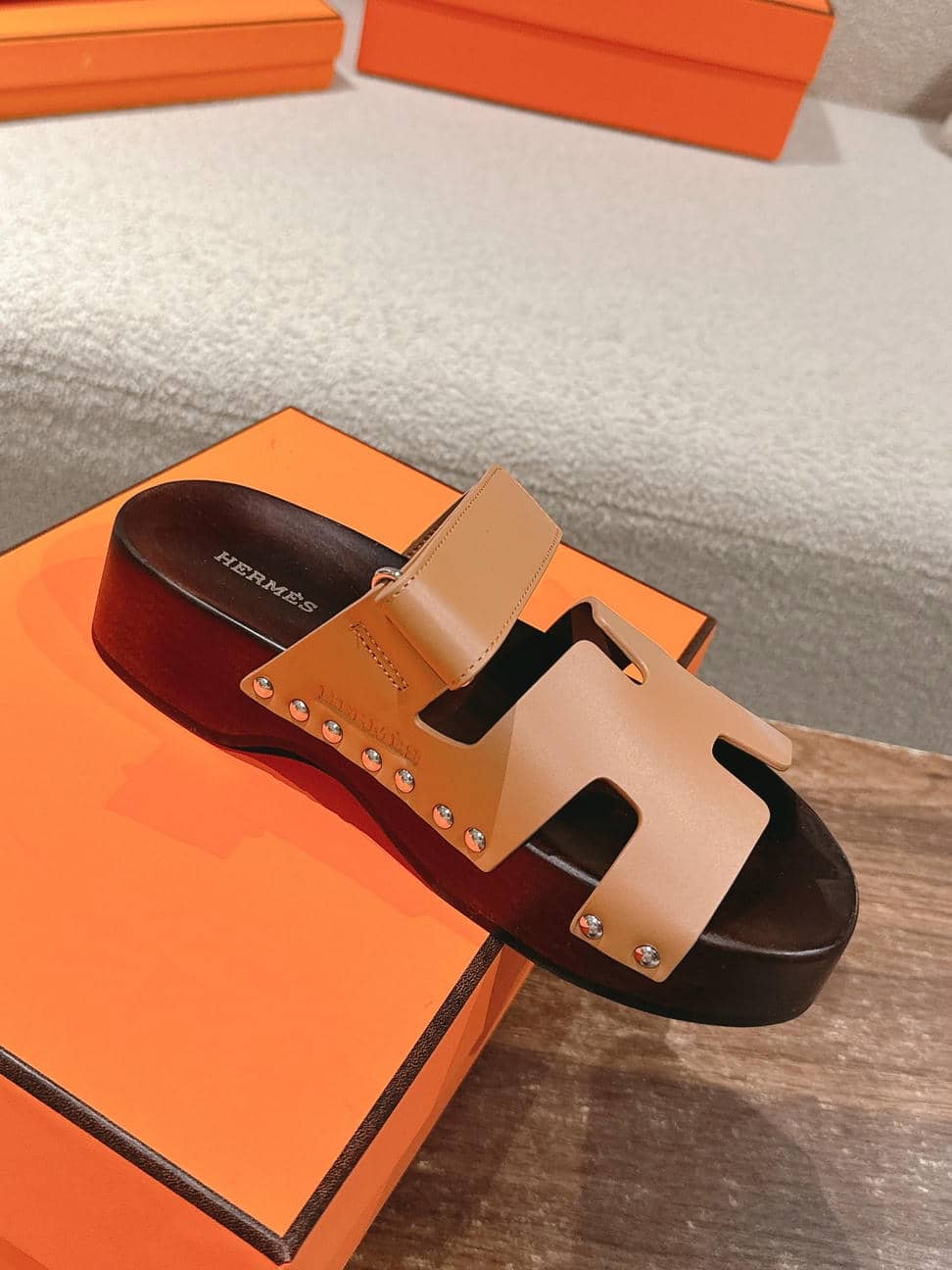 Hermes wooden sole sandals-4